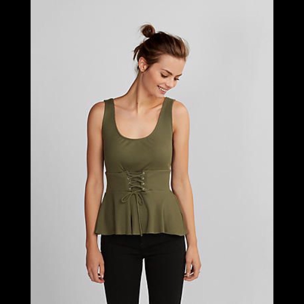 NWT Express ribbed peplum corset tank